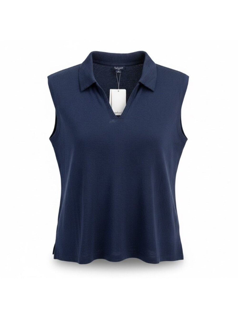 Splendid Womens Navy Sleeveless Collared Knit Top Size S